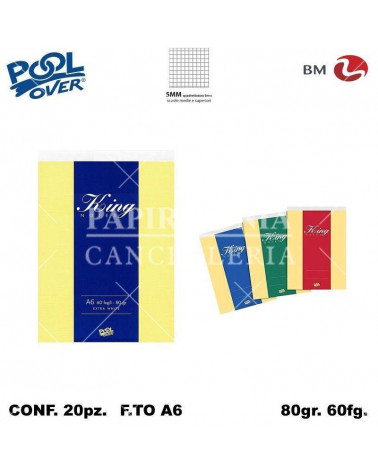 KING NOTES A6 60FG. BLOCCO 5MM 10X15 24580 [20PZ]