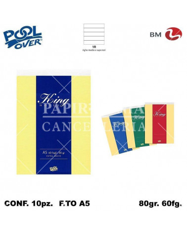 KING NOTES A5 60FG. BLOCCO 1R 15X21 24593 [10PZ]