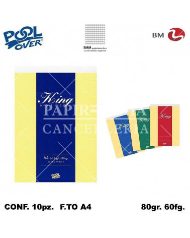 KING NOTES A4 60FG. BLOCCO 5MM 21X29.7 24600 [10PZ]