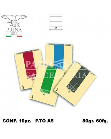 PIGNASTYL NOTES SPIRALE A5 60FG. BLOCCO-1R-15X21 [10PZ]