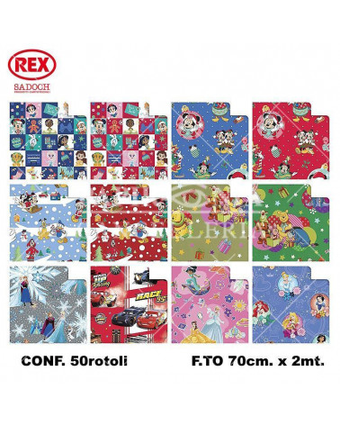 REX CARTA REGALO ALLEGRA DISNEY NATALE ROTOLI mt2x0,7 50pz.
