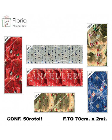 FLORIO ROTOLO CARTA REGALO METAL 70x2mt. NATALE 50PZ.