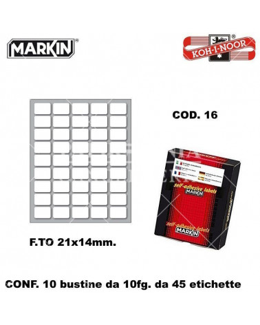 MARKIN ETICHETTE ADESIVE 10CF. 10FG. COD.16 21X14