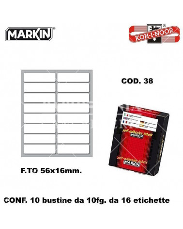 MARKIN ETICHETTE ADESIVE 10CF. 10FG. COD.38 56X16