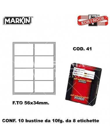 MARKIN ETICHETTE ADESIVE 10CF. 10FG. COD.41 56X34