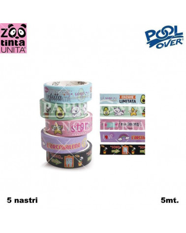 TINTA UNITA NASTRO CARTA FANTASIA ZOO 5PZ.