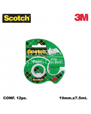 SCOTCH 3M NASTRO ADESIVO 19X7,5 MAGIC 810 INVISIBILE CHIOCCIOLA[12PZ