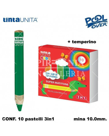 TINTA UNITA KIDS SUPERMATITOTTO 3in1 MINA 10.0 10COL.+TEMPERINO