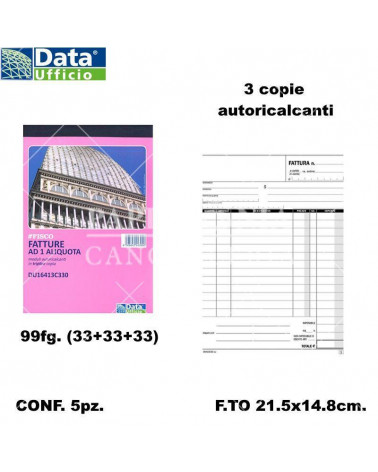DATA UFFICIO FATTURE 1 ALIQUOTA 15X23 3C. 16413C33 [5PZ]