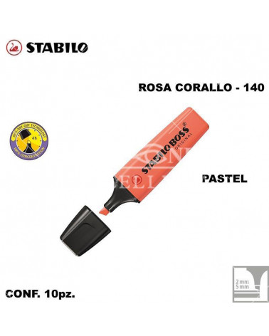 STABILO BOSS PASTEL ROSA CORALLO 140-EVIDENZIATORE [10PZ]