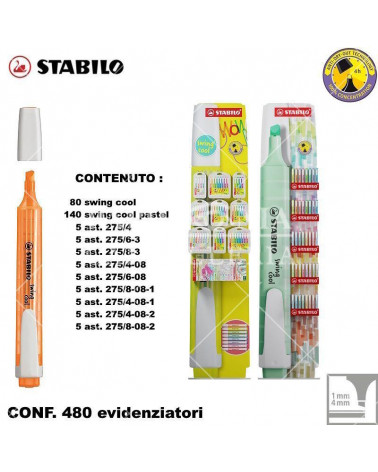 STABILO SWING COOL ESP DA TERRA 220pz.+45 ASTUCCI EVIDENZIATORE