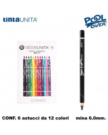 TINTA UNITA PASTELLO TRIANGOLARE 12COL. MINA 6MM. 60011 [6PZ]