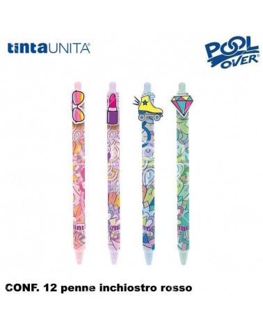 TINTA UNITA VINTAGE PENNA SCATTO CANCELLABILE ROSSO 12PZ.
