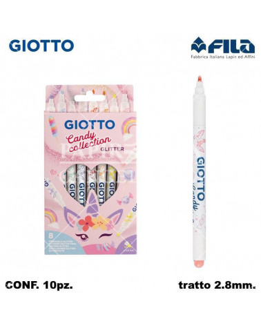 GIOTTO PENNARELLO TURBO GLITTER PASTEL CANDY COLL. 8col. [10PZ]