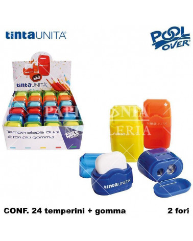 TINTA UNITA TEMPERINO CONTENITORE 2 FORI CON GOMMA 41768 [24PZ]