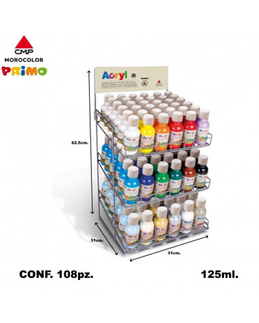 PRIMO TEMPERA ACRILICO 108pz.125ml.ESPOSITORE