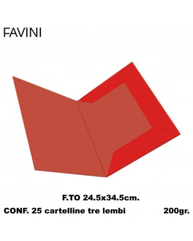 FAVINI CARTELLE 3 LEMBI ROSSO [25PZ]