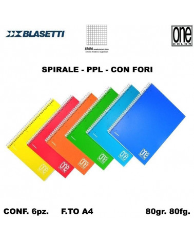 BLASETTI MAXI SPIRALE FORI 80fg.PPL ONE COLOR 5MM [6PZ]