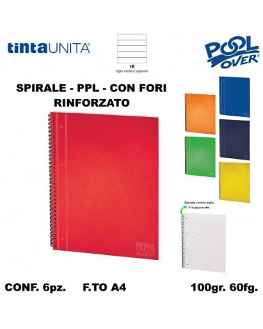 TINTA UNITA MAXI SPIRALE FORI PPL RINFORZ. 60fg.100gr.1R 61742 [6PZ]