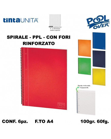 TINTA UNITA MAXI SPIRALE FORI PPL RINFORZ .60fg.100gr.4M 61743 [6PZ]