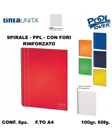 TINTA UNITA MAXI SPIRALE FORI PPL RINFORZ. 60fg.100gr.5M 61744 [6PZ]