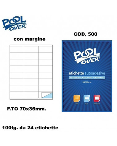 ETICHETTE FOTOCOPIABILI POOL 100FG.500-70x36 ADESIVE