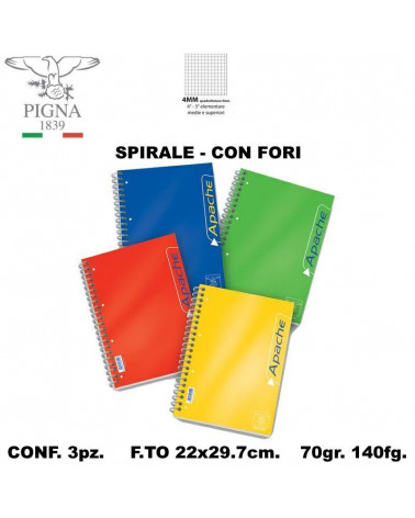 APACHE PIGNA MAXI SPIRALE CON FORI  140FG. 4MM[3PZ]