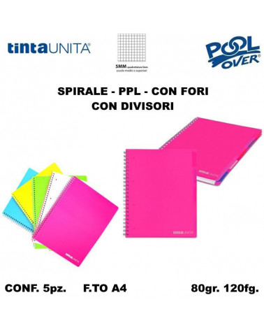 TINTA UNITA MAXI SPIRALE PPL FORI + DIVISORI 120FG 5MM 99358 [5PZ]