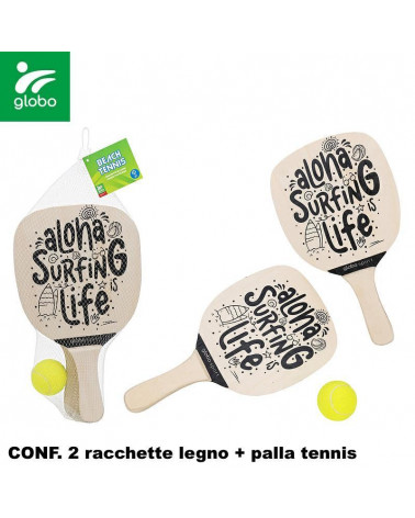 GLOBO RACCHETTE SPIAGGIA LEGNO + PALLA 41217