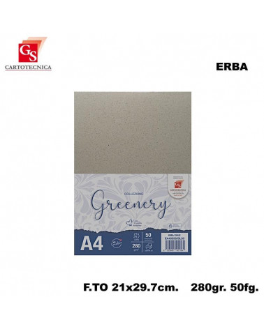 GS CARTONCINI A4 GREENERY ERBA 50PZ.280GR.