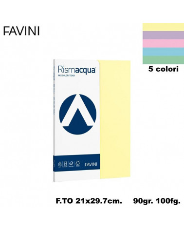 FAVINI RISMACQUA MIX SMALL A4 90gr.100fg.ASSORTITA-FOTOCOPIE