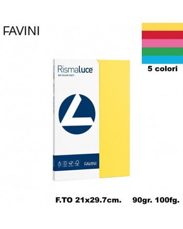 FAVINI RISMALUCE MIX SMALL A4 90gr.100fg.ASSORTITA-FOTOCOPIE