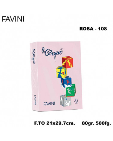 FAVINI CARTA A4 80gr.500fg.ROSA-TENUE-FOTOCOPIE