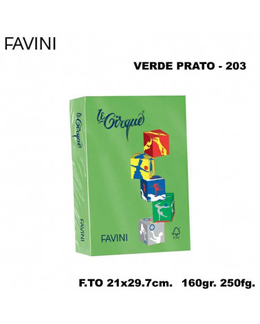 FAVINI CARTA A4 160gr.250fg.VERDE PRATO-FORTE-FOTOCOPIE