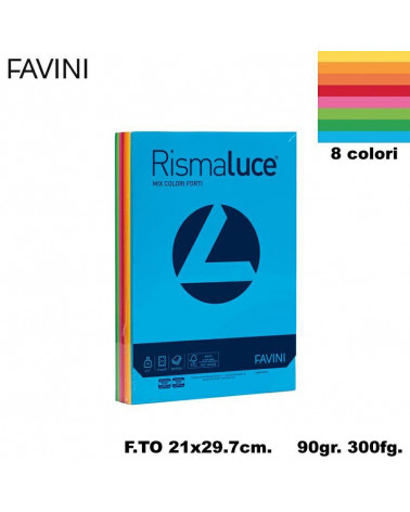 FAVINI RISMALUCE MIX A4 90gr.300fg.ASSORTITA-FOTOCOPIE