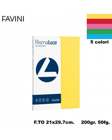 FAVINI RISMALUCE MIX SMALL A4 200gr.50fg.ASSORTITA-FOTOCOPIE