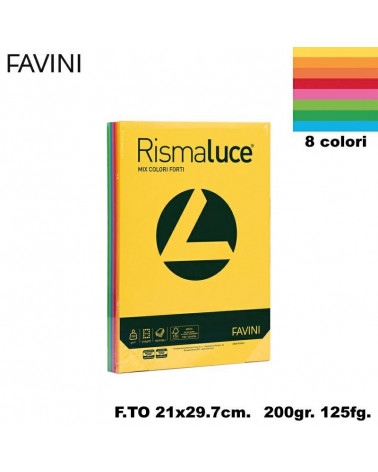 FAVINI RISMALUCE MIX A4 200gr.125fg.ASSORTITA-FOTOCOPIE