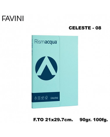 FAVINI RISMACQUA SMALL A4 90gr.100fg.CELESTE-FOTOCOPIE