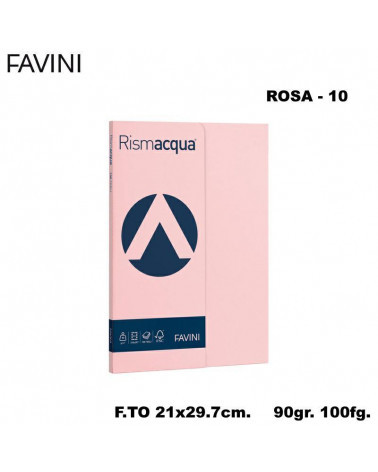 FAVINI RISMACQUA SMALL A4 90gr.100fg.ROSA-FOTOCOPIE