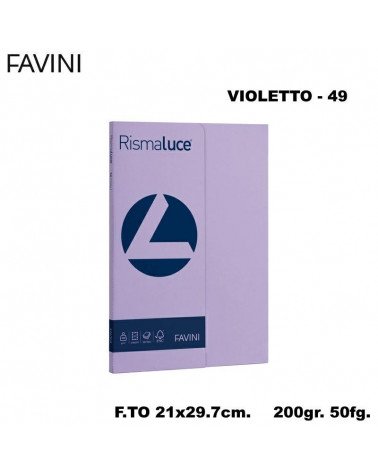 FAVINI RISMALUCE SMALL A4 200gr.50fg.VIOLETTO FOTOCOPIE
