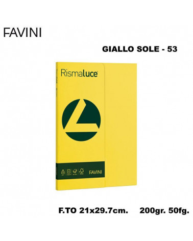 FAVINI RISMALUCE SMALL A4 200gr.50fg.GIALLO SOLE-FOTOCOPIE