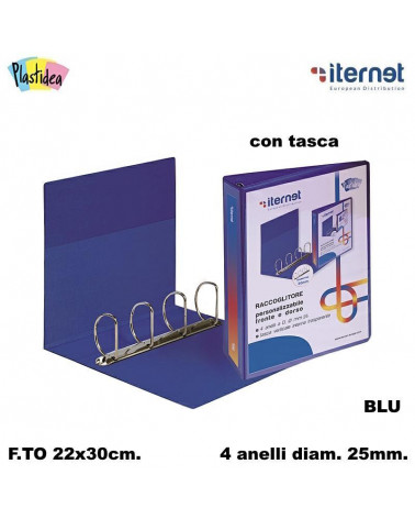 ITERNET RACCOGLITORE PERS.22X30 025 C/TASCA 4 ANELLI-BLU