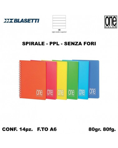 BLASETTI MINIQUAD.SPIRALE A6 NO FORI 80fg.PPL ONE COLOR 1R [14PZ]