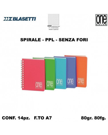 BLASETTI MICROQUAD.SPIRALE A7 NO FORI 80fg.PPL ONE COLOR 4MM [14PZ]