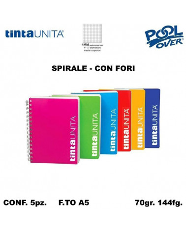 TINTA UNITA QUADERNO SPIRALE FORI 144FG 4MM 51358-90652 [5PZ]