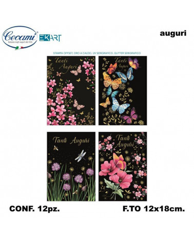 CECAMI BIGLIETTI TANTI AUGURI FIORI 00106 [12PZ]