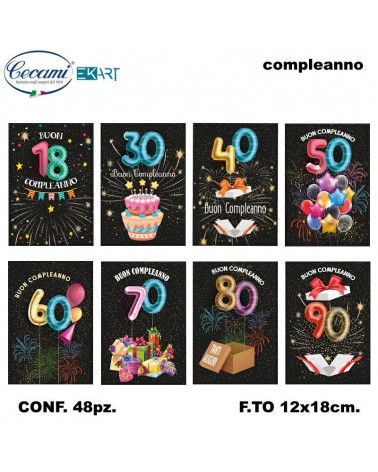 CECAMI BIGLIETTI COMPLEANNO MIGLIORI ANNI 00144 [48PZ]