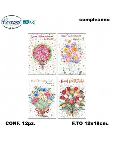 CECAMI BIGLIETTI BUON COMPLEANNO FLOREALE 00183 [12PZ]