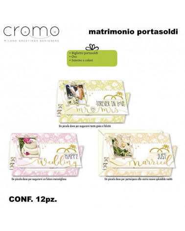 CROMO BIGLIETTI MATRIMONIO PORTASOLDI NO.8206 [12PZ]