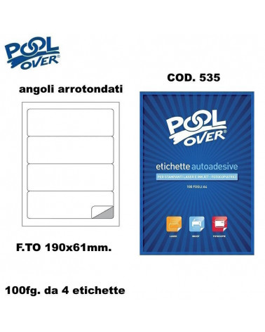 ETICHETTE FOTOCOPIABILI POOL 100FG.535-190x61 ADESIVE